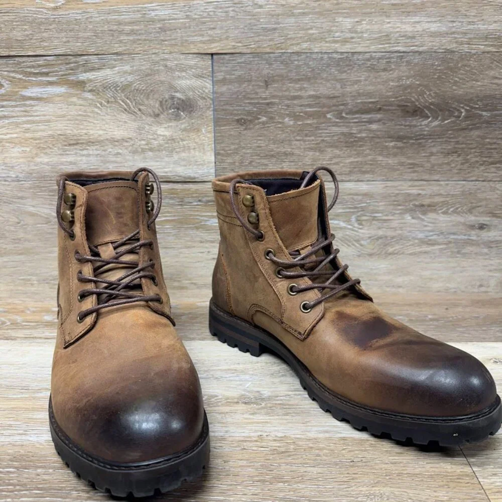 Jousen Brown Leather Waterproof Hiking Boot Men's Size 12